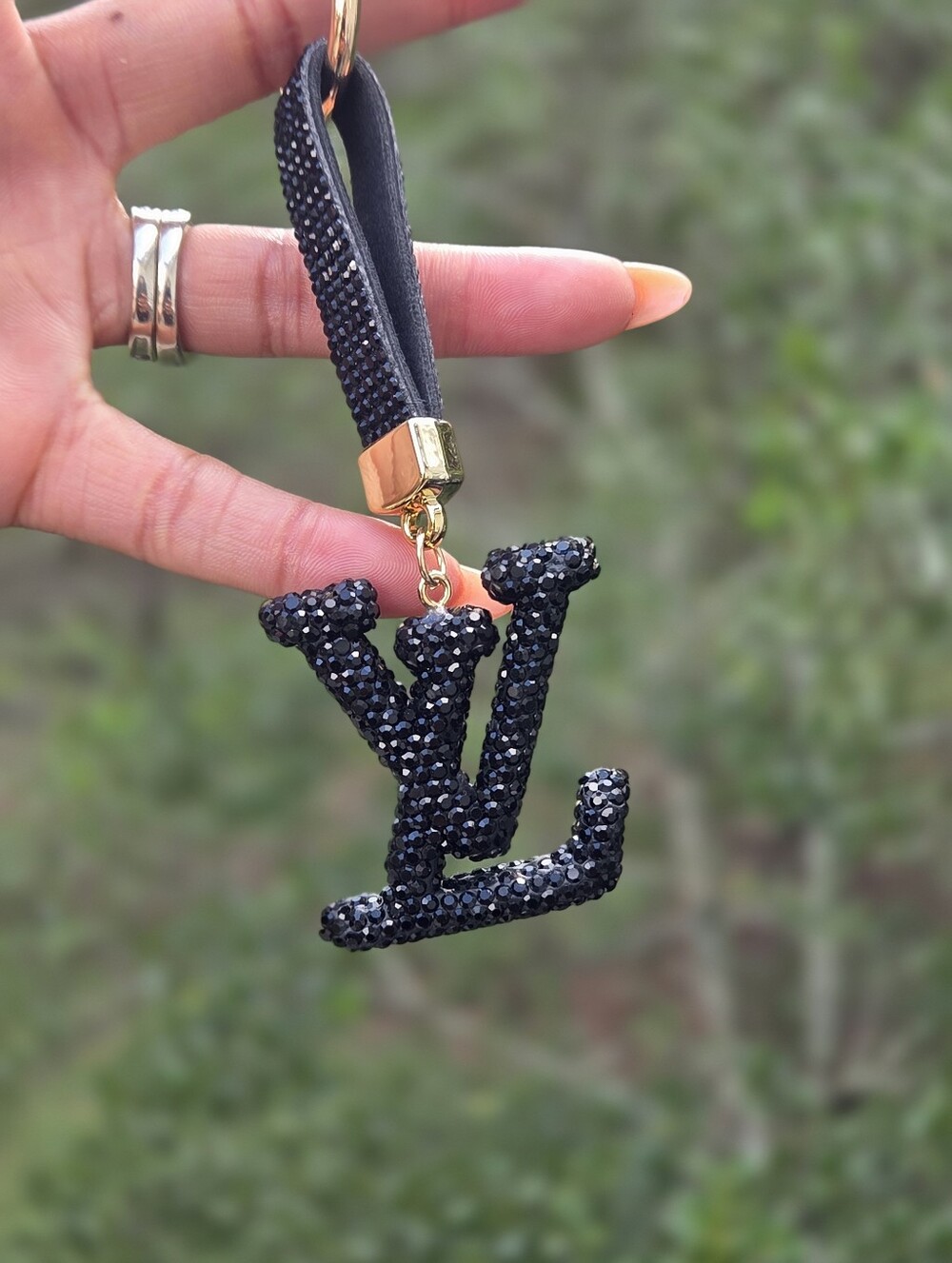 Black LV Rhinestone/Bag Charm